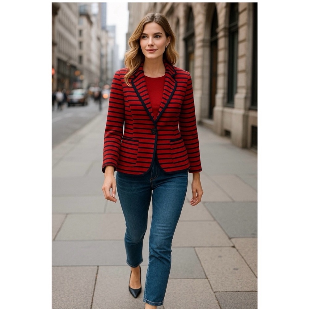 Red and blue striped Talbots blazer size x-large, nautical theme